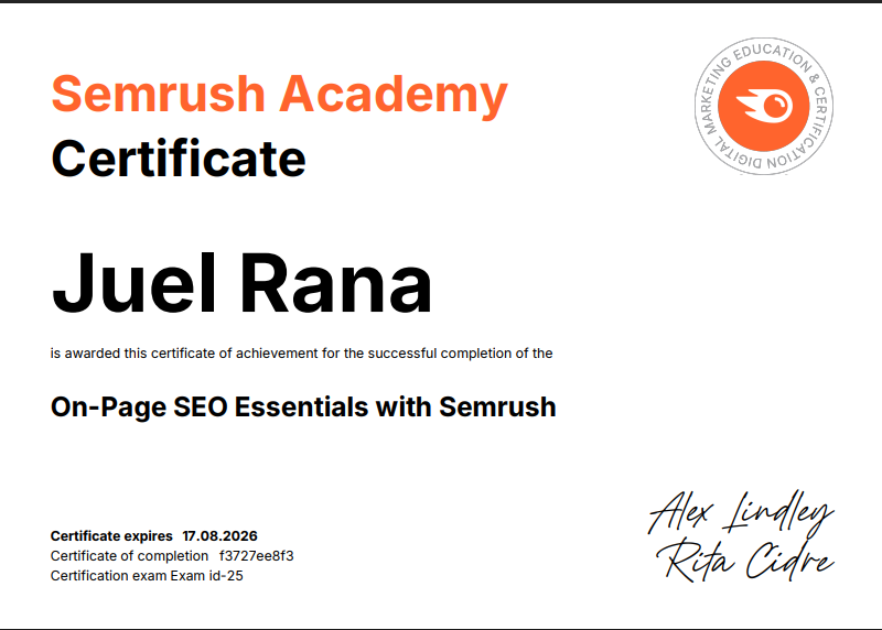 WordPress-SEO-Certification-from Semrush-Academy-for On-Page SEO Essentials