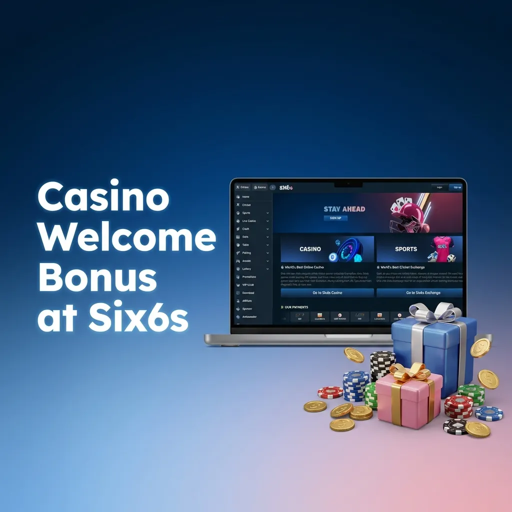 Casino welcome bonus offer showing up to 200% match and bonus terms for new players at Six6s