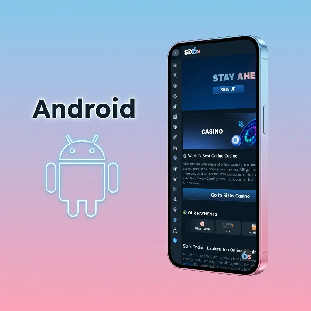 Android app installation guide showing download button, security settings, and APK setup steps for betting platform