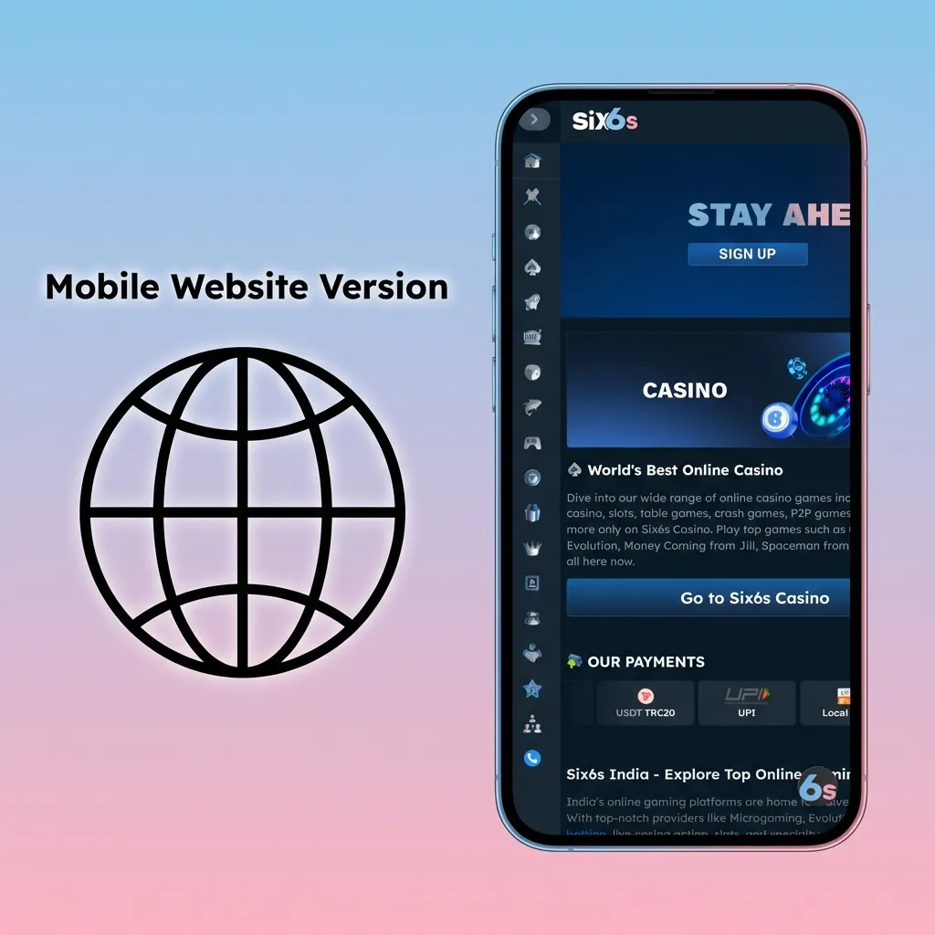 Mobile betting site showing responsive design with one-tap navigation, biometric login, and instant account access.