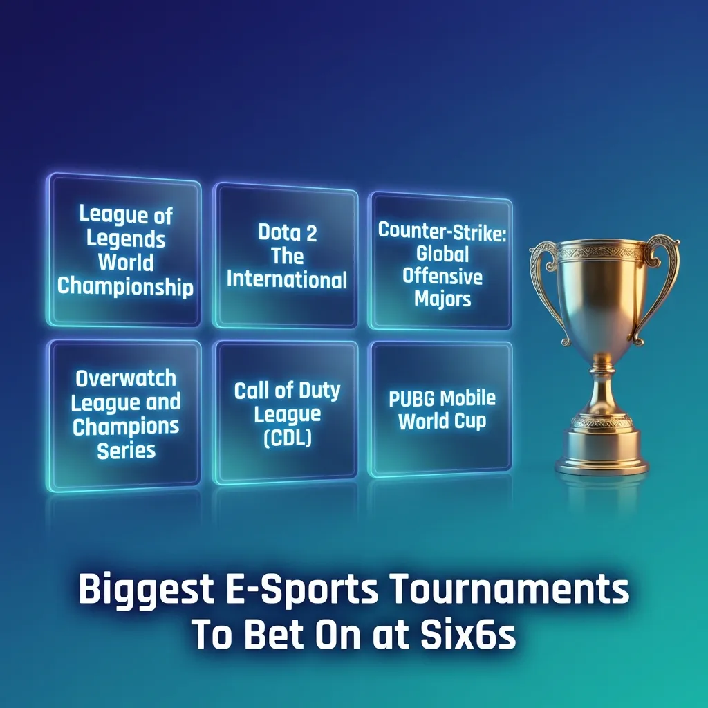 Major e-sports tournaments including Dota 2, CS2, League of Legends, and Valorant available for betting at Six6s