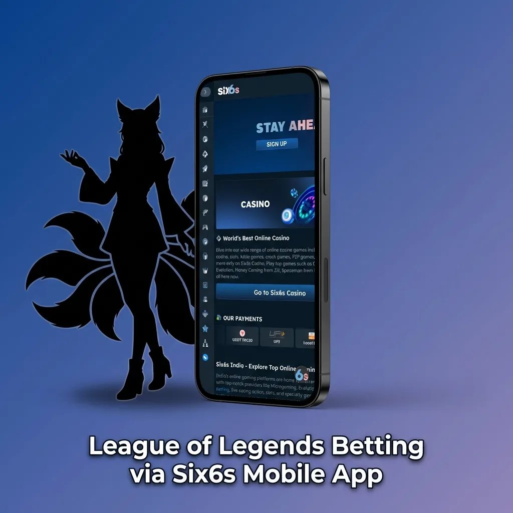 Six6s mobile app interface showing League of Legends esports betting options and live odds on smartphone screen