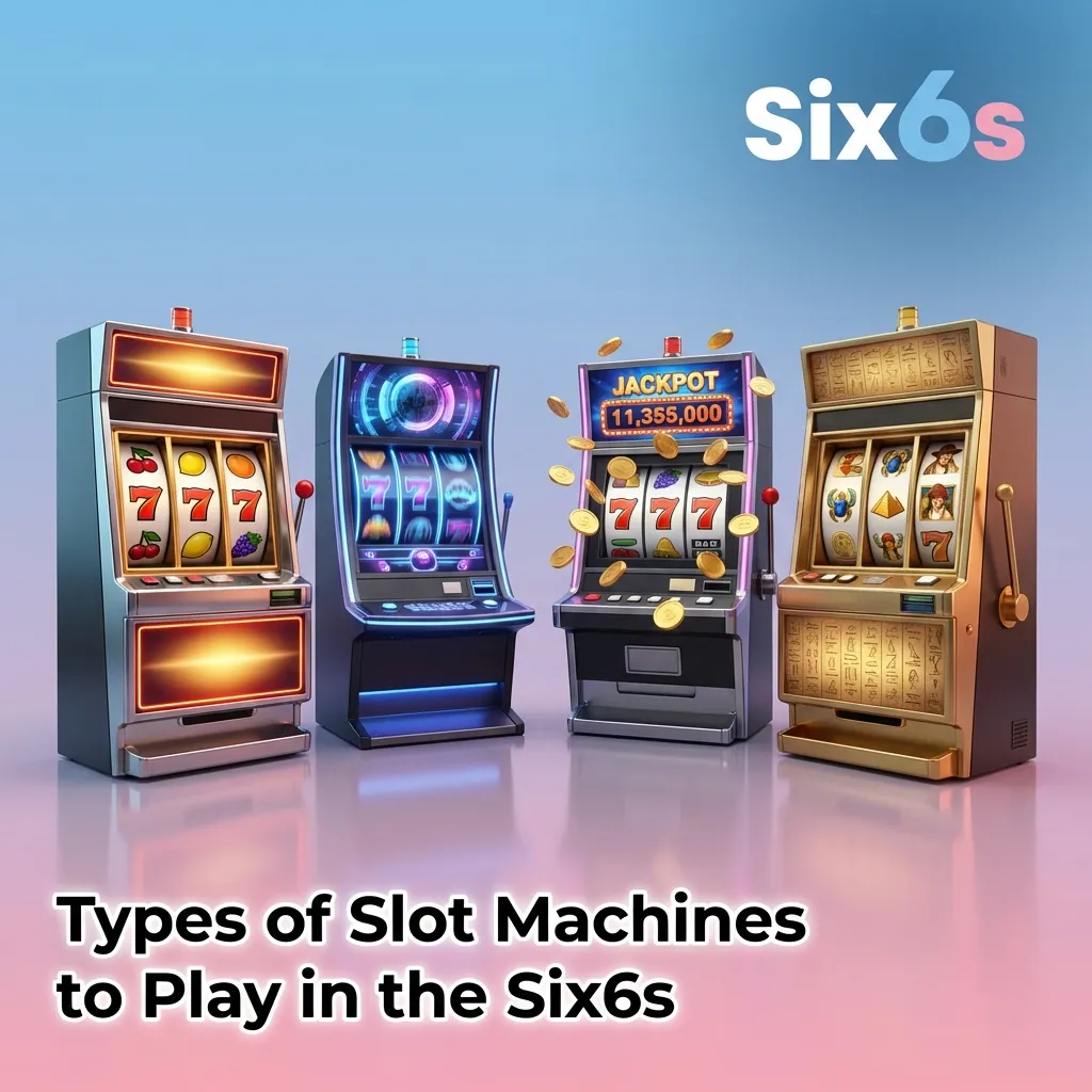 Six6s slot machine categories including classic, video, progressive jackpot, Megaways, cluster pays, and crash games